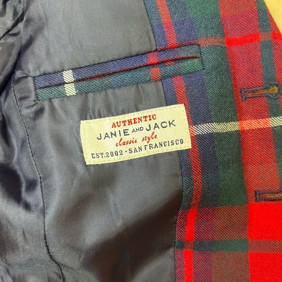 Janie and Jack Boys plaid blazer, 12-18 mo., 100% wool, like new, holiday plaid - Picture 5 of 6